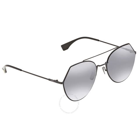 Fendi Gray Azure Silver Pilot Sunglasses FE